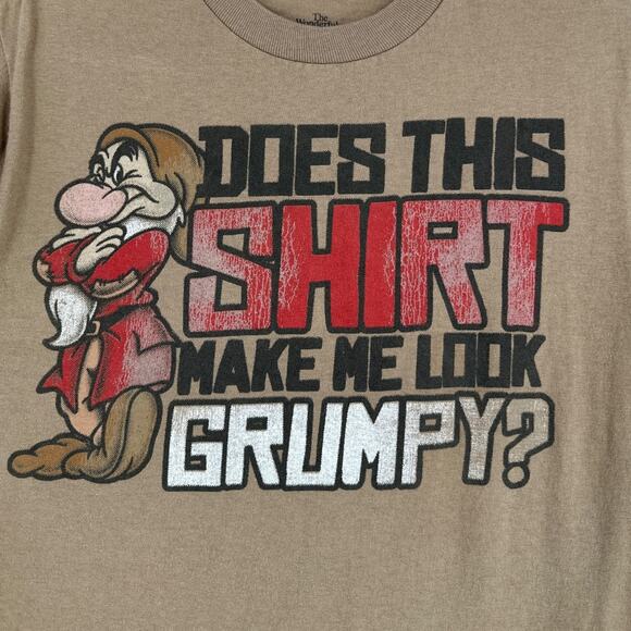 Wonderful World Of Disney Brown‎ Grumpy Graphic Print Short Sleeve T-Shirt Small - Picture 2 of 7